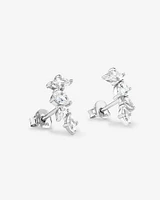 Cubic Zirconia Vine Stud Earrings in Sterling Silver