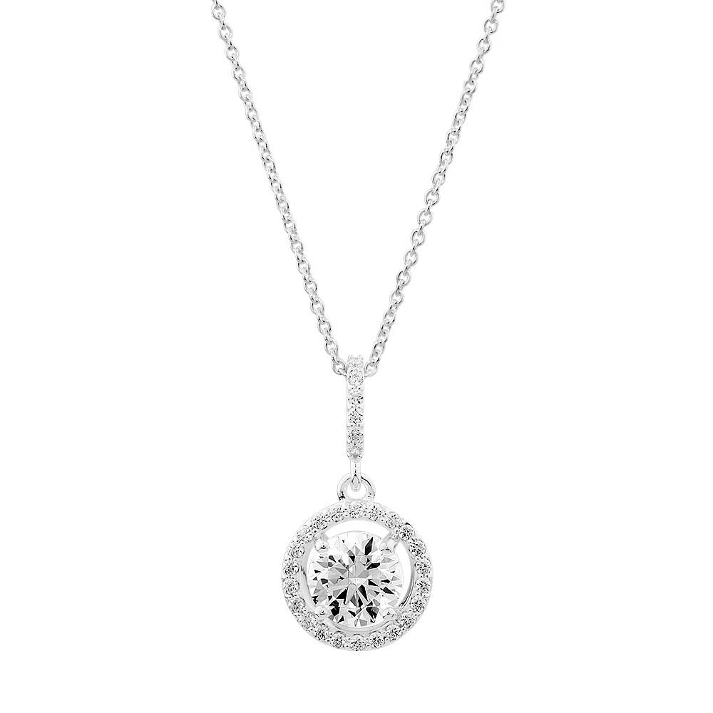 Halo Pendant with Cubic Zirconia in Sterling Silver