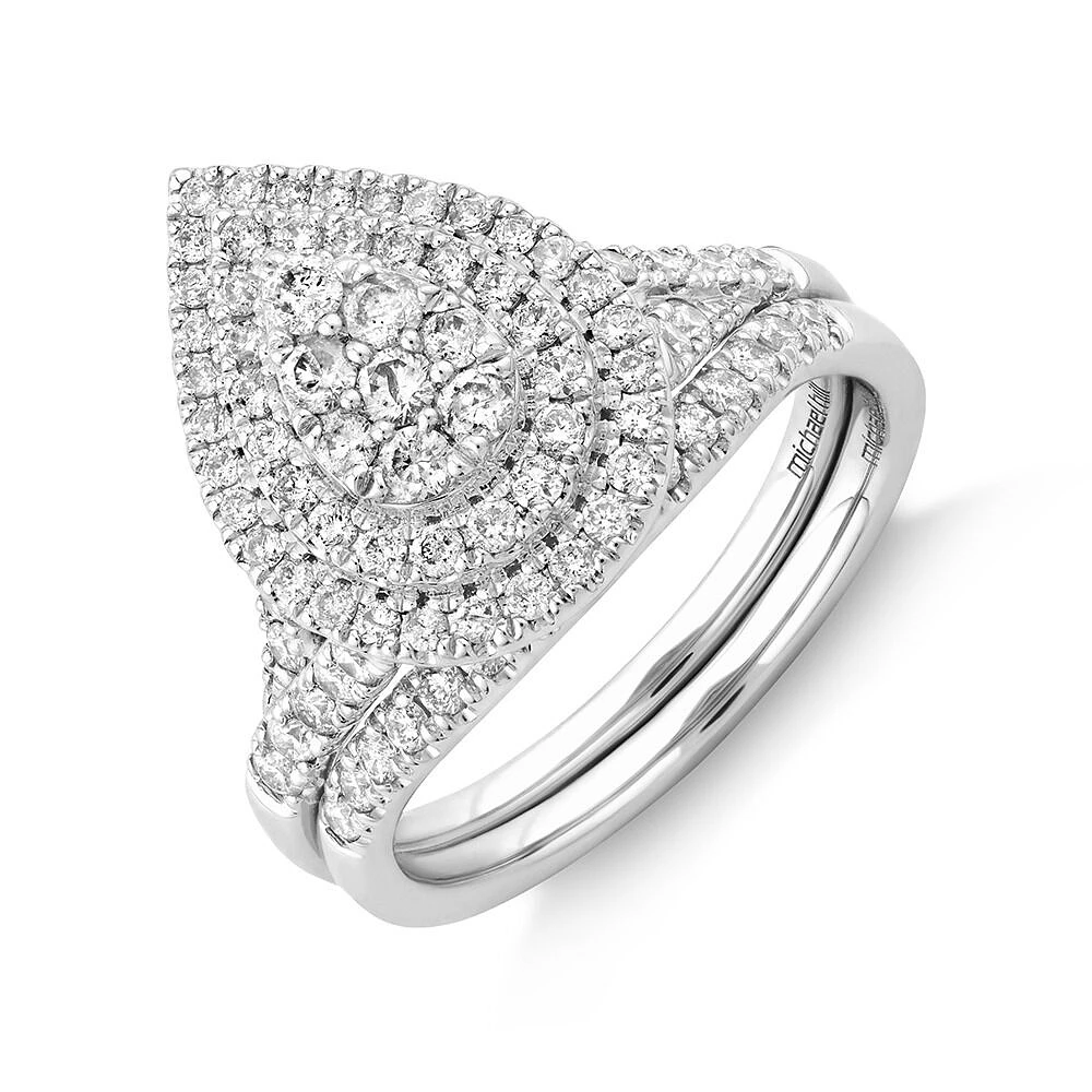 Bridal Set with 1 Carat TW of Diamonds in 14kt White Gold