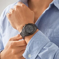 Men's Solar Chronograph Watch with  in Black Tone Stainless Steel