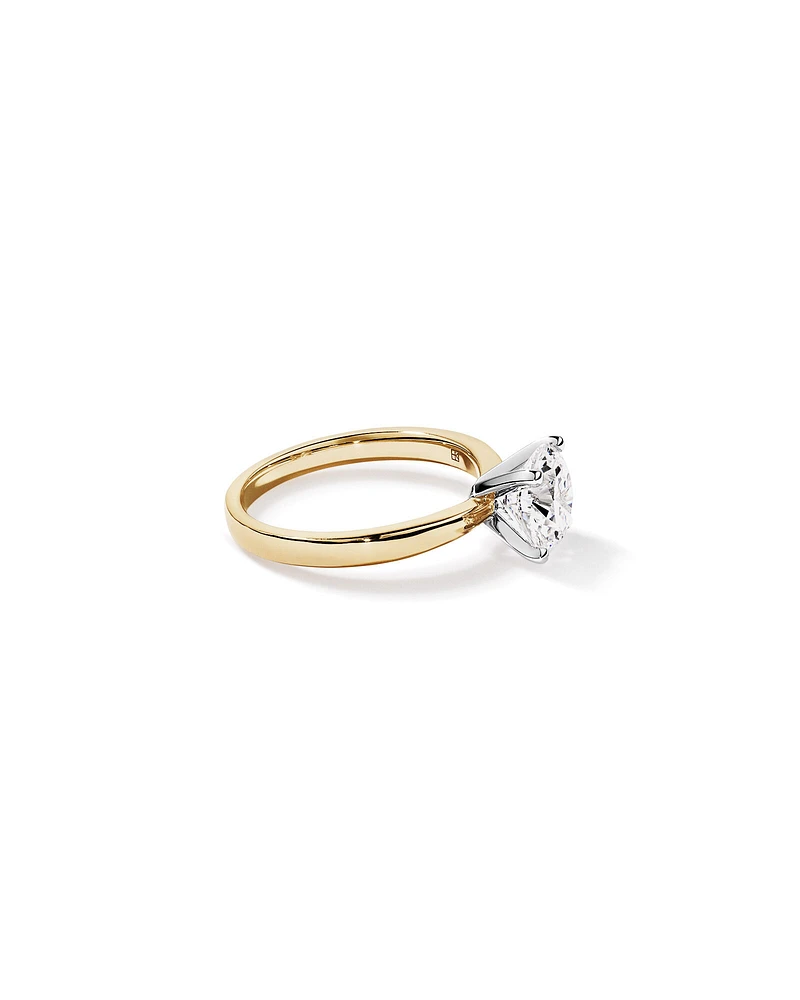2.00 Carat TW Round Brilliant Lab-Grown Diamond Solitaire Engagement Ring in 14kt Yellow and White Gold