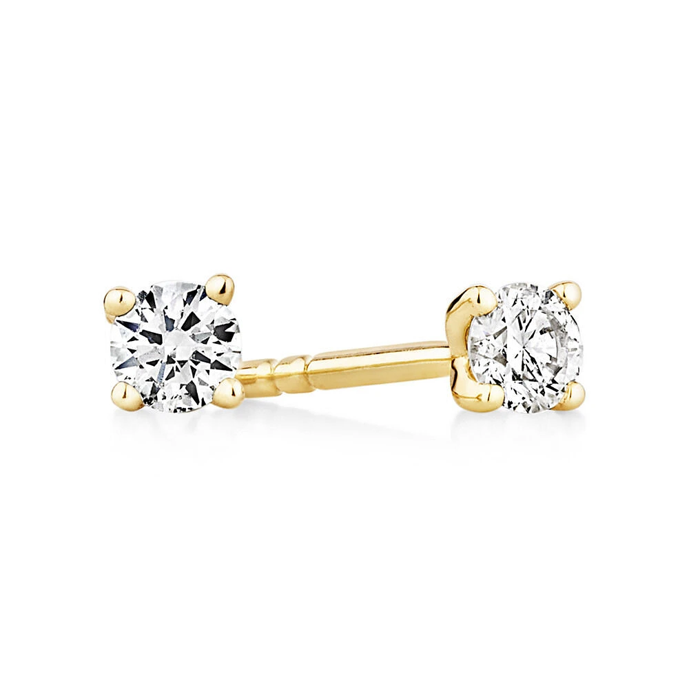 Stud Earrings with 1/7 Carat TW of Diamonds in 10kt Yellow Gold