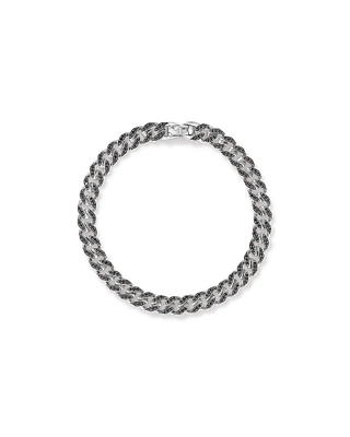 Bracelet cubain pour hommes en argent sterling avec diamants noirs de 1,32 carat au total