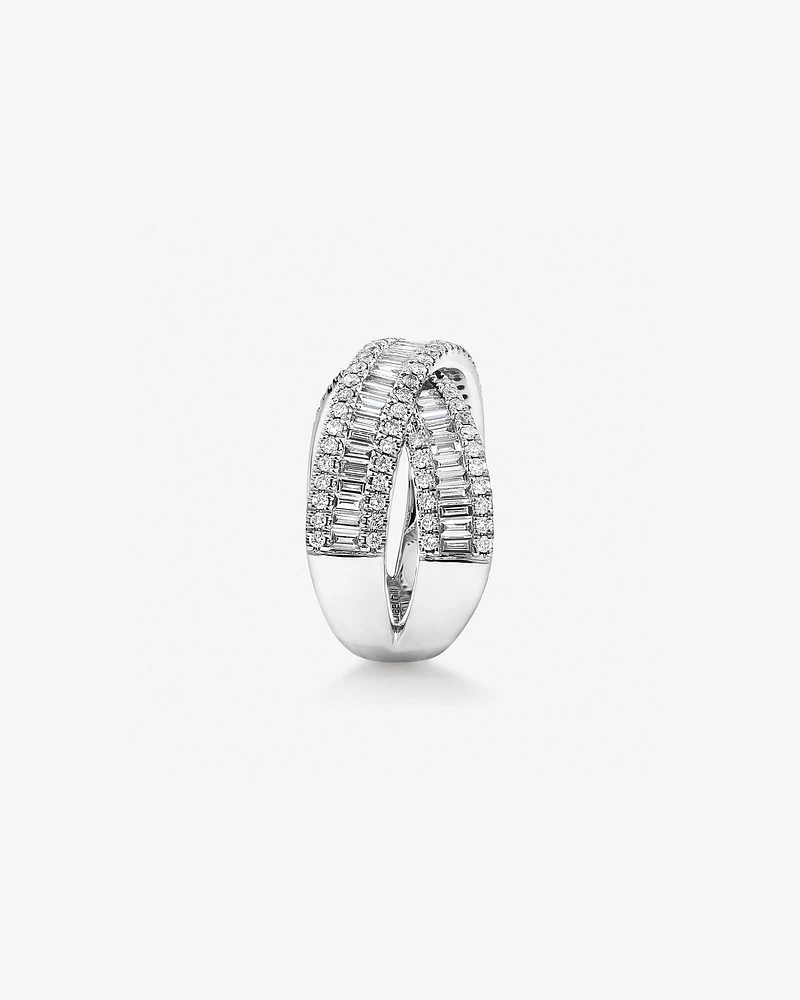 1.50 Carat TW Diamond Crossover Ring in 14kt White Gold