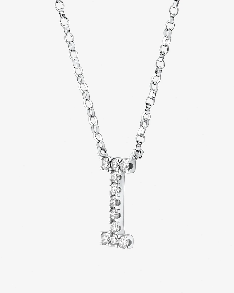A' Initial necklace with 0.10 Carat TW of Diamonds in 10kt White Gold