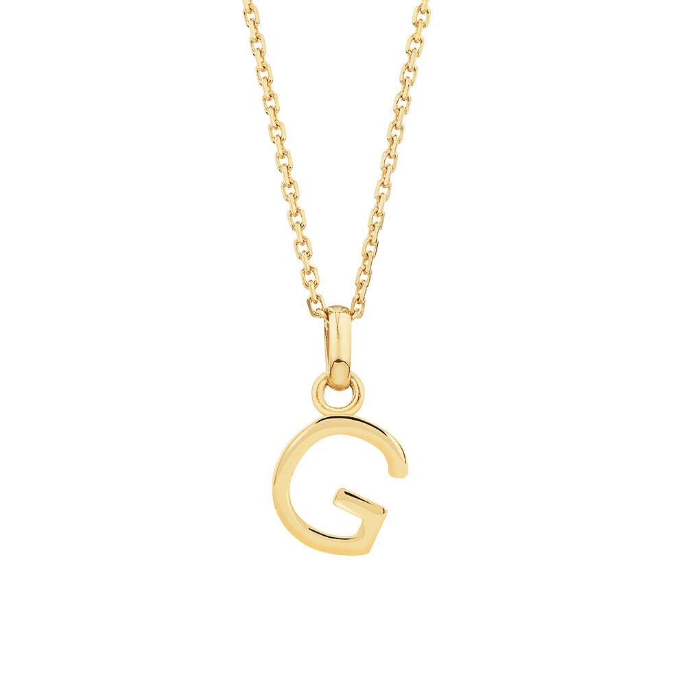 "H" Initial Pendant with Chain in 10kt Yellow Gold