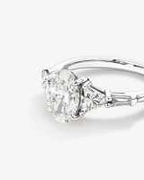 2.36 Carat TW Oval Cut Laboratory-Grown Diamond Fancy Cut Side Stone Engagement Ring in 14kt White Gold