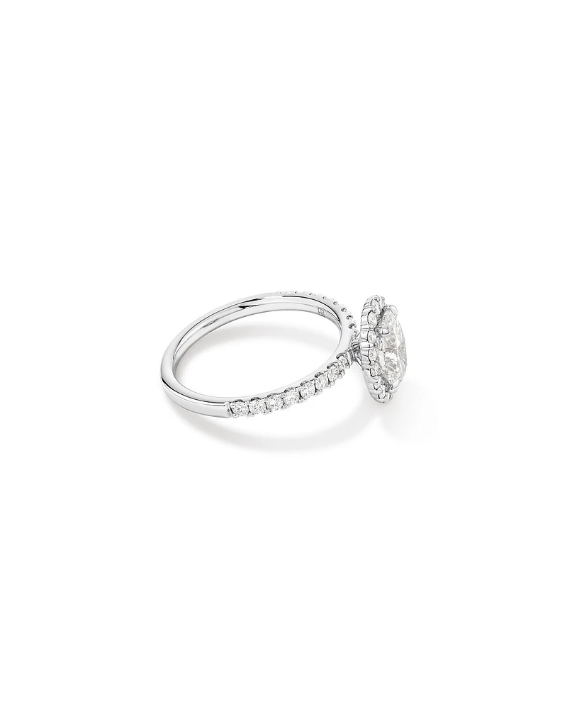 1.78 Carat TW Oval Laboratory-Grown Diamond Halo Engagement Ring in 14kt White Gold