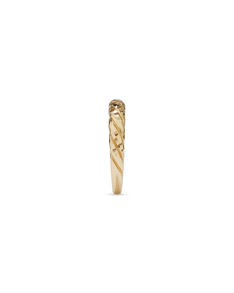 Diamond-Cut Crossaint Ring in 10kt Yellow Gold