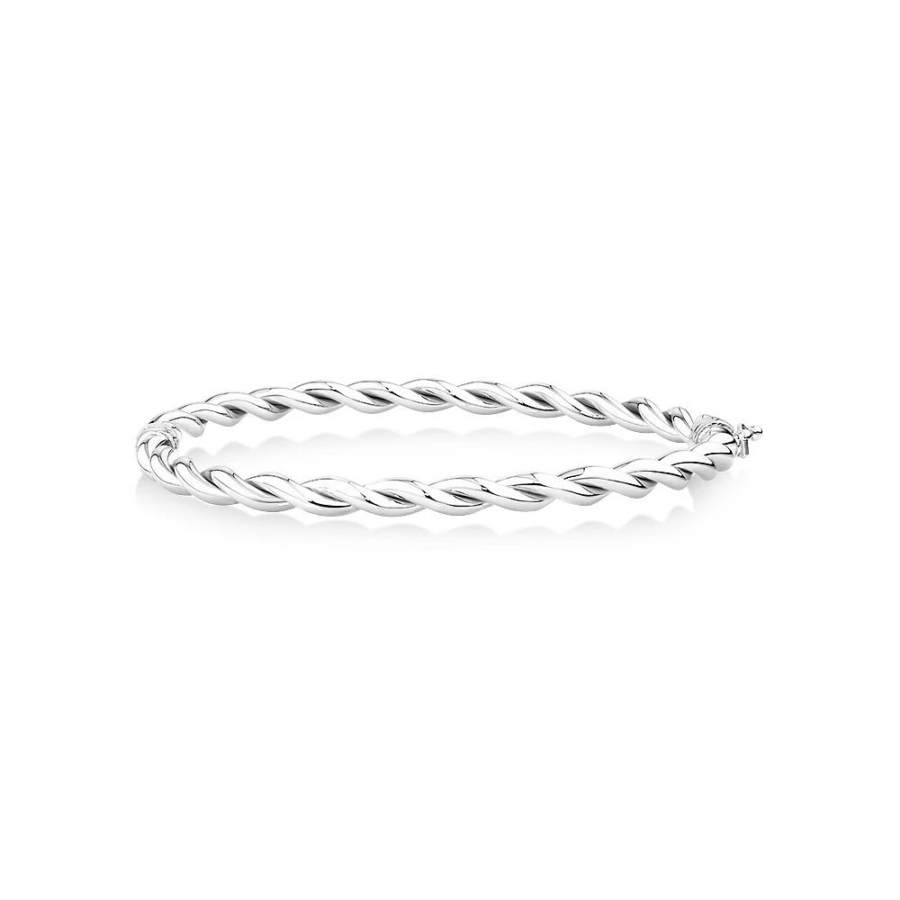 Croissant Twist 60cm Hollow Bangle in Sterling Silver
