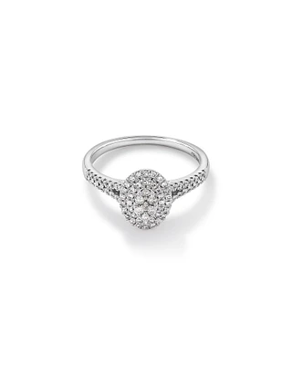 0.30 Carat TW Oval Cluster Halo Diamond Ring in 10kt White Gold