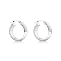 15mm Half Round Hoop Earrings in 10kt White Gold