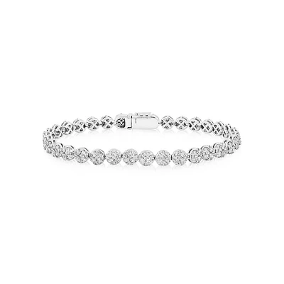 Bracelet de tennis en grappe de 9 diamants de 5,02 carats TW en or blanc 14 ct