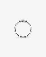 0.40 Carat TW Oval and Round Brilliant Three Stone Side Accent Engagement Ring in 14kt White Gold