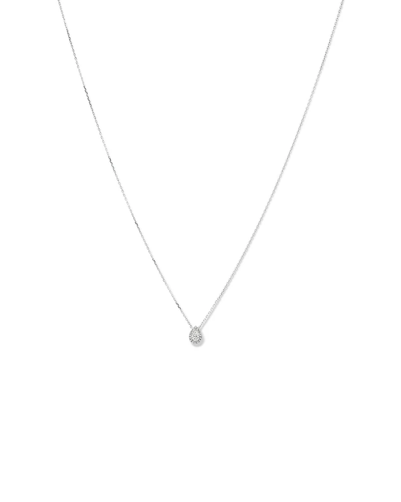 0.23 Carat TW Pear Diamond Halo Pendant in 10kt White Gold