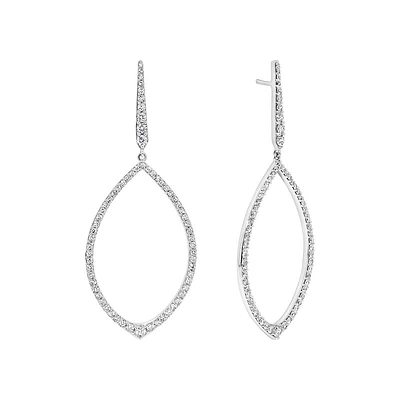 Deco Drop Earrings with 1.50 Carat TW of Diamonds in 10kt White Gold