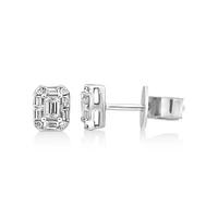 0.31 Carat TW Multistone Emerald Cut Diamond Stud Earrings in 10kt White Gold