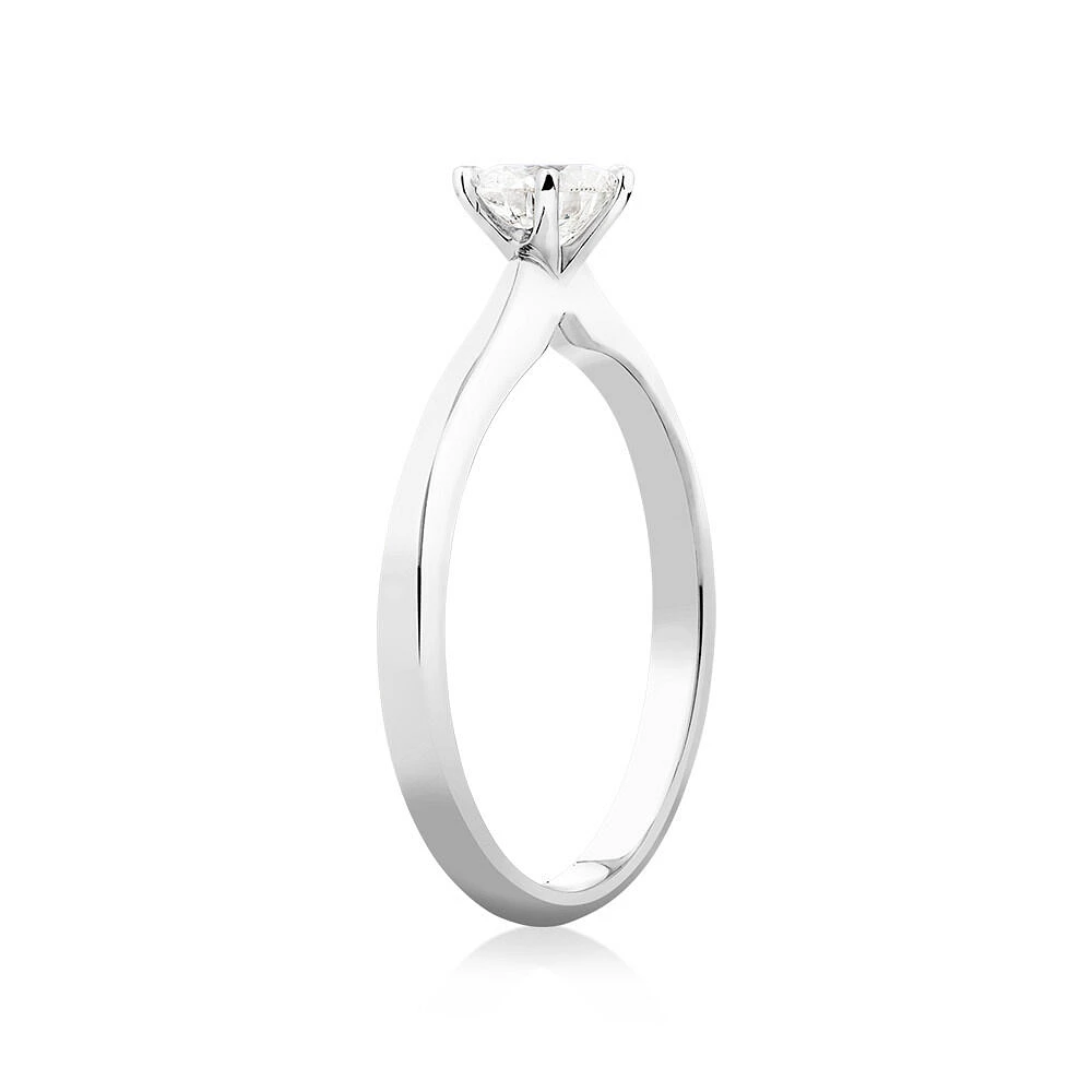 Certified Solitaire Engagement Ring with a 0.50 Carat TW Diamond in 18kt White Gold