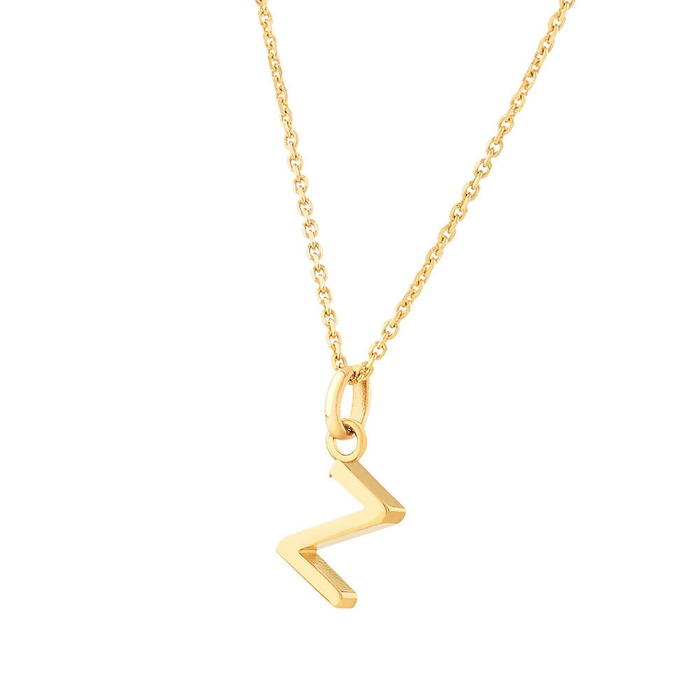"H" Initial Pendant with Chain in 10kt Yellow Gold