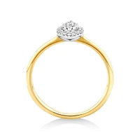 0.15 Carat TW Marquise Cluster Diamond Promise Ring in 10kt Yellow and White Gold
