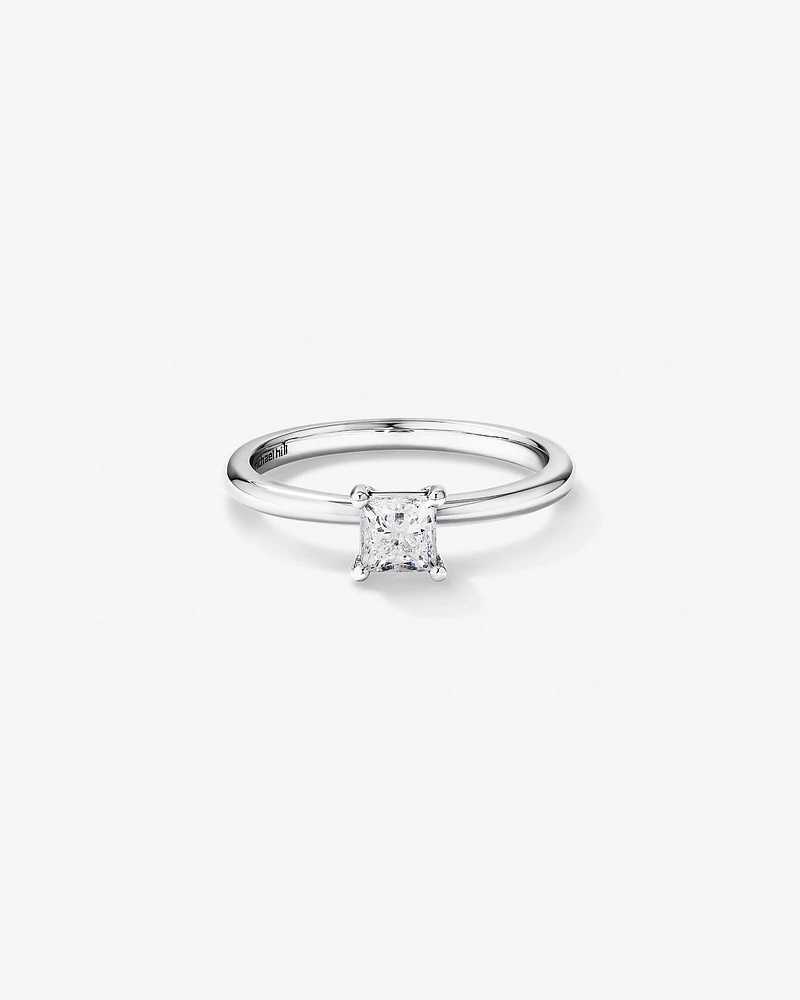 0.50 Carat TW Princess Cut Diamond Solitaire Engagement Ring in 14kt White Gold