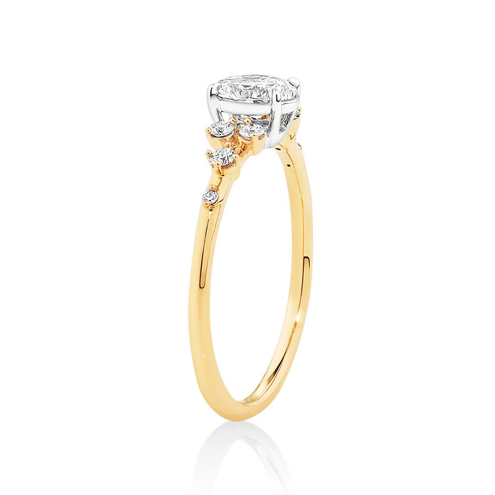 Oval Scatter Ring with 0.63 Carat TW of Diamonds in 14kt Yellow & White Gold