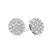 0.33 Carat TW Round Diamond Cluster Stud Earrings in 10kt White Gold