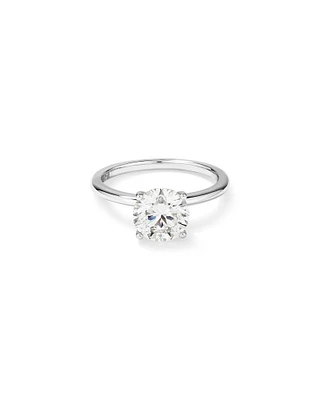 Bague De Fiançailles Solitaire En Diamant De Laboratoire Rond Brillant De 2 Carats Poids Total En Or Blanc 14 Carats