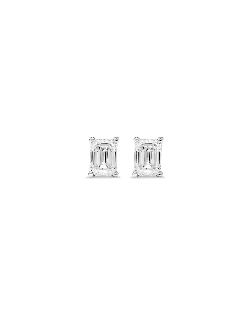 0.50 Carat TW Emerald Cut Diamond Solitaire Stud Earrings in 18kt White Gold