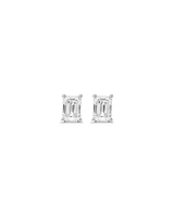 0.50 Carat TW Emerald Cut Diamond Solitaire Stud Earrings in 18kt White Gold