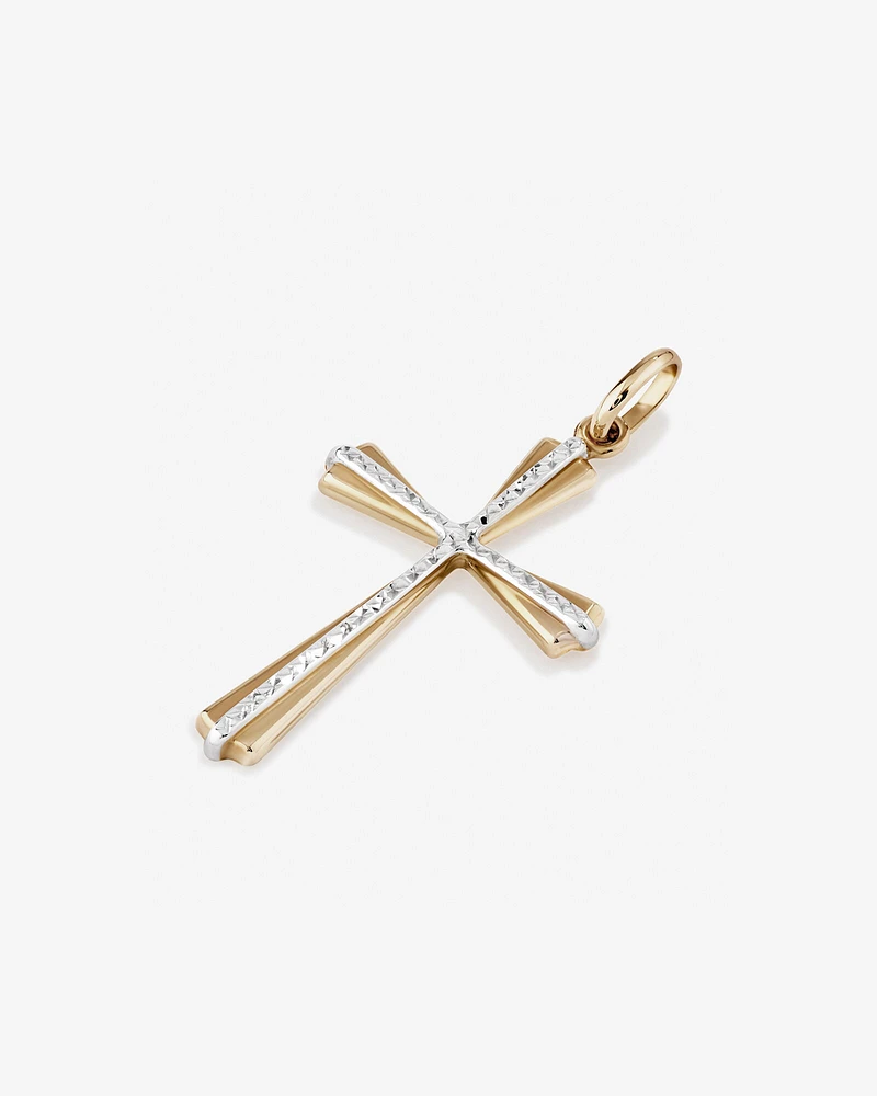 Cross Pendant in 10kt Yellow & White Gold