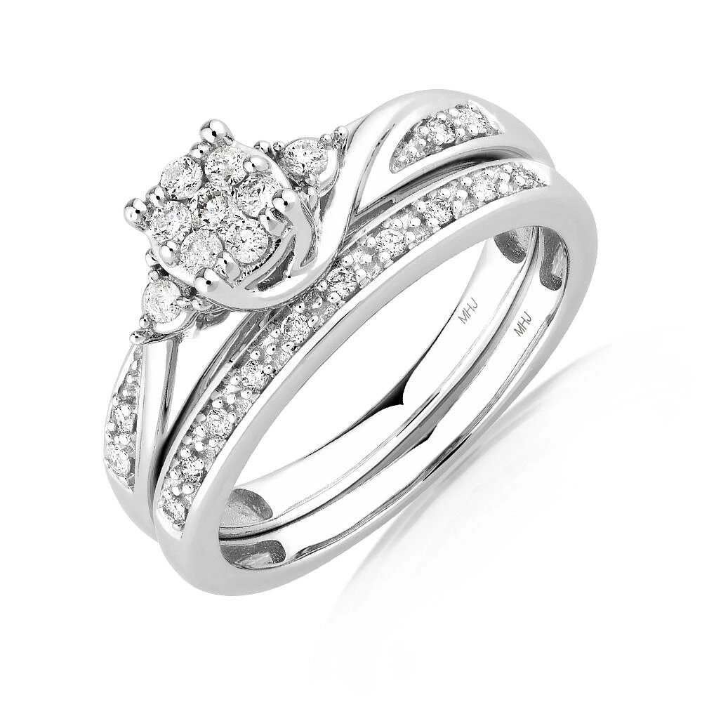 Promises of Love Bridal Set with 1/4 Carat TW of Diamonds in 10kt White Gold