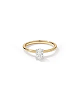 Bague solitaire en diamant canadien ovale 0,50 carat poids total en or blanc 18 kt