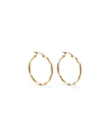 28mm Square Twist Hoop Earrings in 10kt Yellow Gold