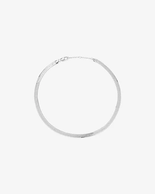 Wide Herringbone Chain Necklace In Sterling Silver