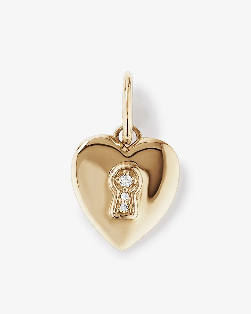 Diamond Accent Love Heart Lock Pendant in 10kt Yellow Gold