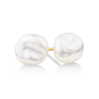 14K White or Yellow Gold Akoya Pearl Stud Earrings 14K Yellow Gold / 5.0-5.5mm