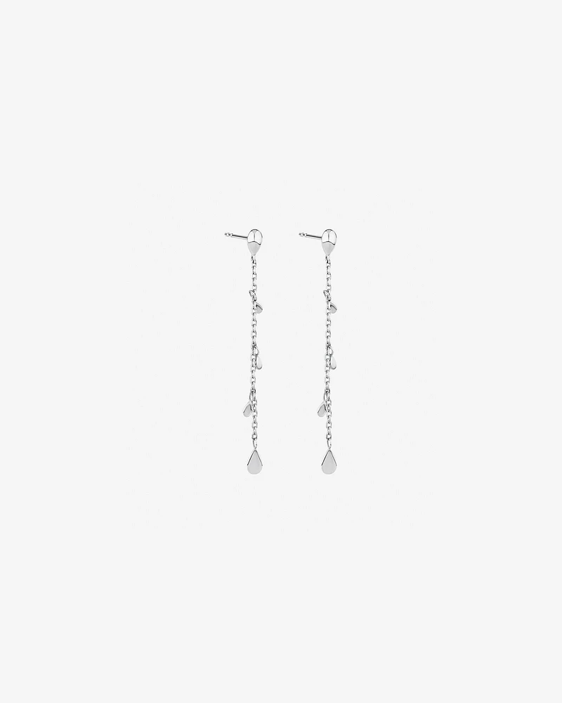 Pear Station Drop Earrings in Sterling Silver