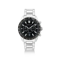 Men's Chronograph Stainless Steel Watch with Black Dial