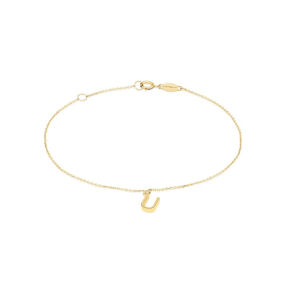 19cm (7.5") C Initial Bracelet in 10kt Yellow Gold