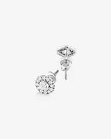 Dainty Halo Earrings with 1.00 Carat TW of Diamonds in 14kt White Gold