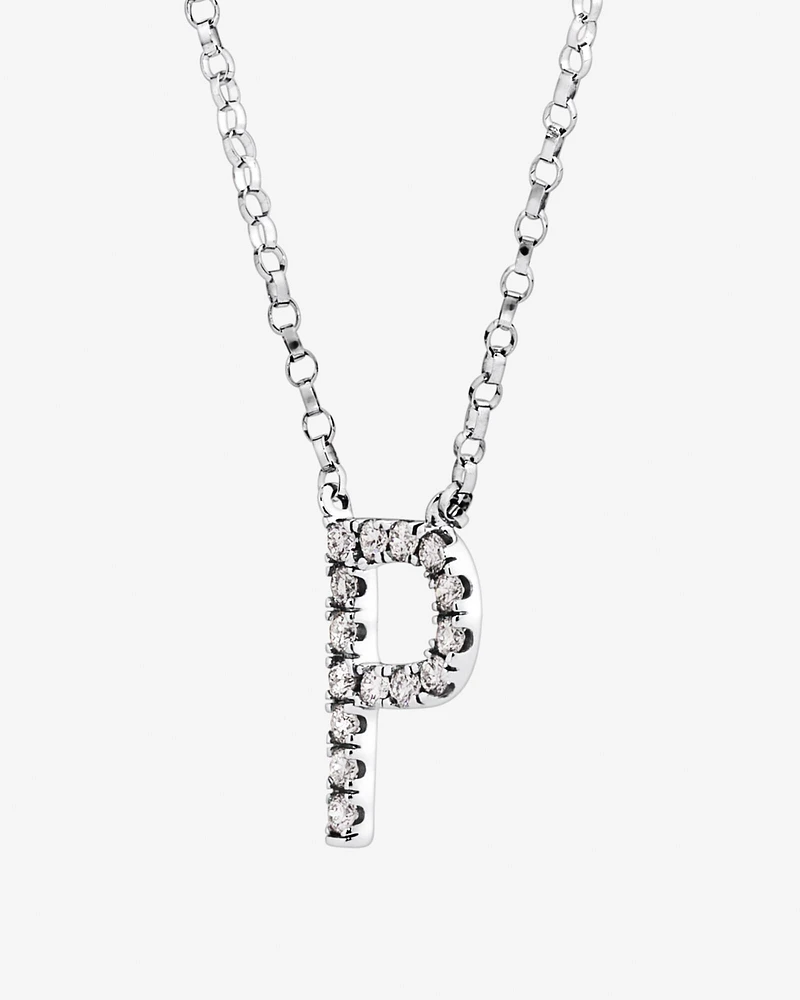 A' Initial necklace with 0.10 Carat TW of Diamonds in 10kt White Gold