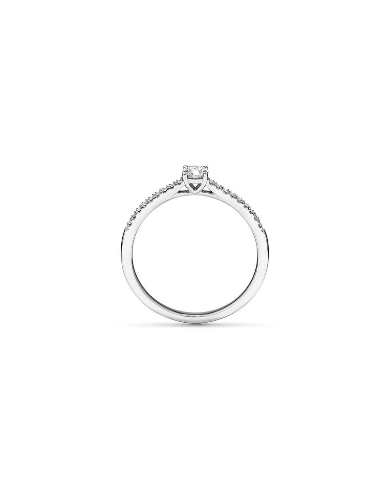 0.25 Carat TW Round Brilliant Diamond Side Accent Engagement Ring in 14kt White Gold