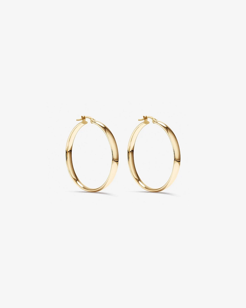 30mm Rounded Flat Hoop Earrings in 10kt Yellow Gold