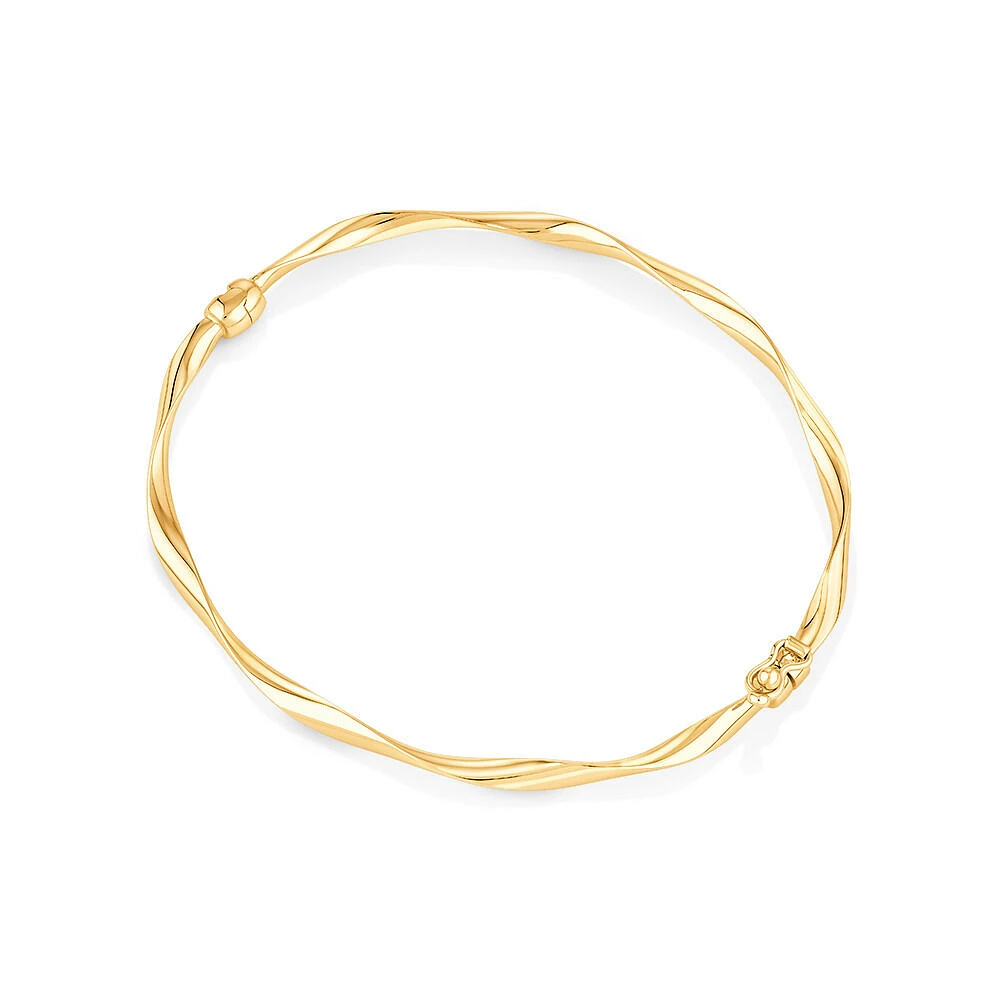 60mm Hollow Twist Bangle In 10kt Yellow Gold