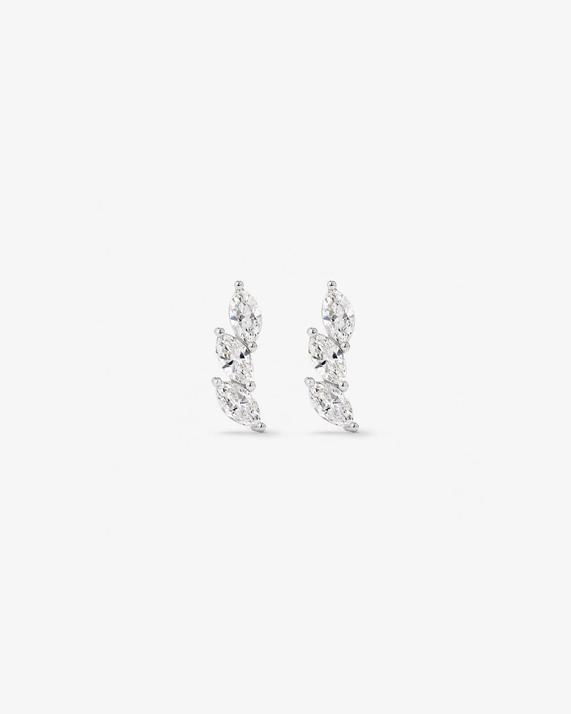 0.96 Carat TW Floret Laboratory-Grown Diamond Climber Earrings in 10kt White Gold