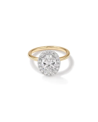 Carat TW Oval Cut Laboratory-Grown Diamond Halo Engagement Ring in 14kt Yellow and White Gold