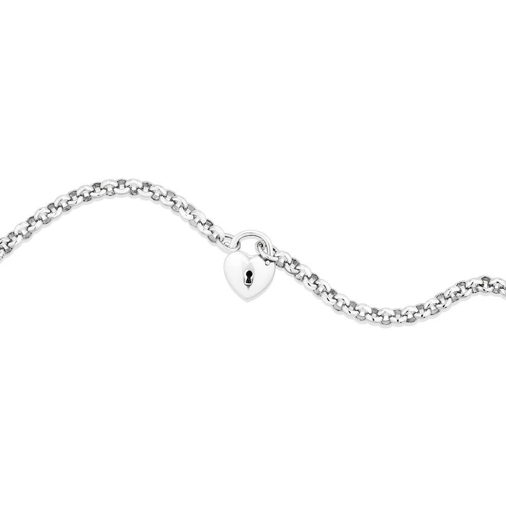 45cm (18") 5mm-5.5mm Width Heart Padlock Belcher Necklace in Sterling Silver