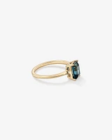 Emerald Cut London Blue Topaz Gemstone Solitaire Ring in 10kt Yellow Gold