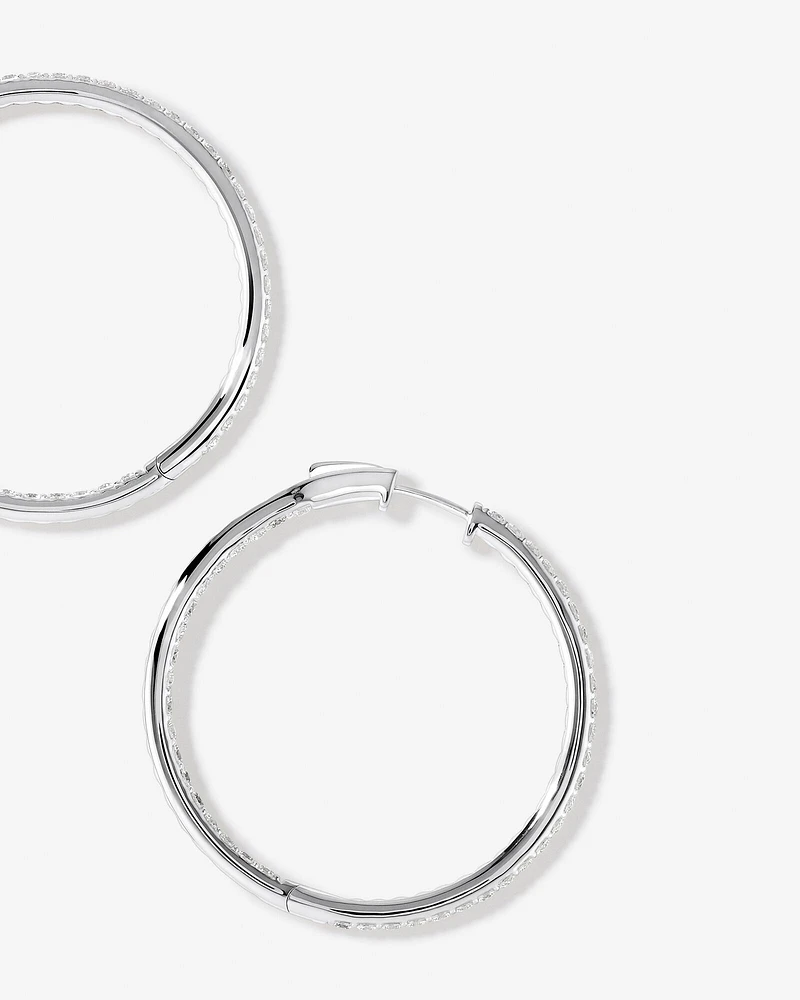 Hoop Earrings with Cubic Zirconia in Sterling Silver